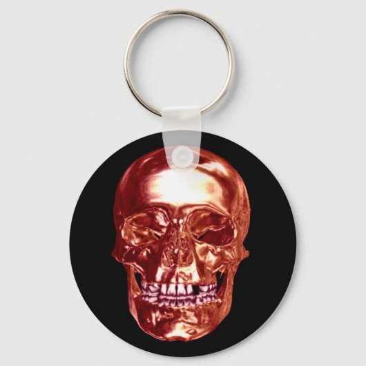 Porte-clés Chaîne de clés Crâne Chrome Rouge (Recto)