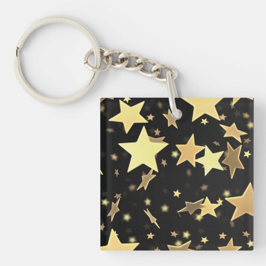 Porte-clés Chaîne de clés Étoiles Dorées (Devant)