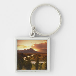 Porte-clés Chaîne Teton au coucher du soleil, depuis la riviè