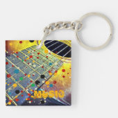 Porte-clés Chaînes de guitare Aquarelle musicale (Dos)