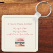 Porte-clés Chaise de plage rose et crème et parapluie (Verso)