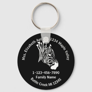 Porte-clés Chalk White Lost Zebra Family Adresse domiciliaire