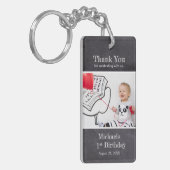 Porte-clés Chalkboard 1er anniversaire garçon Photo Nom (Devant gauche)