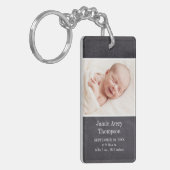 Porte-clés Chalkboard Baby Photo Birth Stats Personalized (Devant gauche)