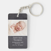 Porte-clés Chalkboard Baby Photo Birth Stats Personalized (Dos)
