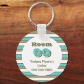 Porte-clés Chambre d'hôtel Blue Khaki rayures (Recto)