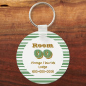 Porte-clés Chambre d'hôtel rayures brunes vertes (Recto)