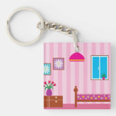 Porte-clés Chambre Enfant Fleurs Roses (Devant)