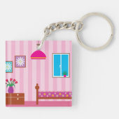 Porte-clés Chambre Enfant Fleurs Roses (Dos)