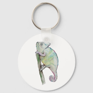 Porte-clés Chameleon à aquarelle mignonne