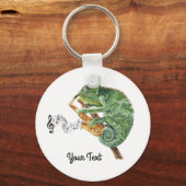 Porte-clés Chameleon Jazz Saxophone Texte personnalisé (Recto)