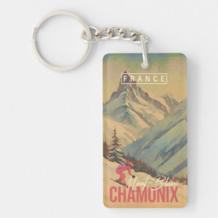 Porte-clés Chamonix France Mont-Blanc Vintage Ski 1950