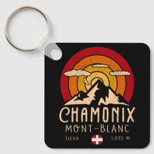 Porte-clés Chamonix France Retro Sunset Ski Souvenirs 80s