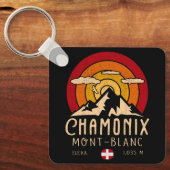 Porte-clés Chamonix France Retro Sunset Ski Souvenirs 80s (Recto)