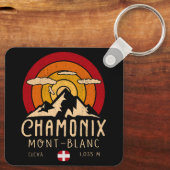 Porte-clés Chamonix France Retro Sunset Ski Souvenirs 80s (Verso)