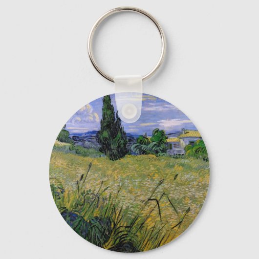 Porte-clés Champ de blé vert avec Cypress par Van Gogh. (Recto)