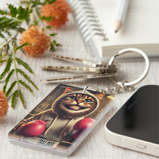 Porte-clés Champ de boxe ? - Chat avec gants de boxe (Devant droit)