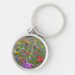 Porte-clés Champ de fleurs colorées