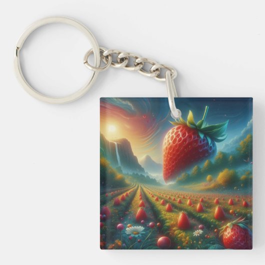 Porte-clés Champ de fraises de rêves (Devant)