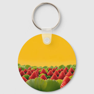 Porte-clés Champ de Fraises Rouge Vibrant