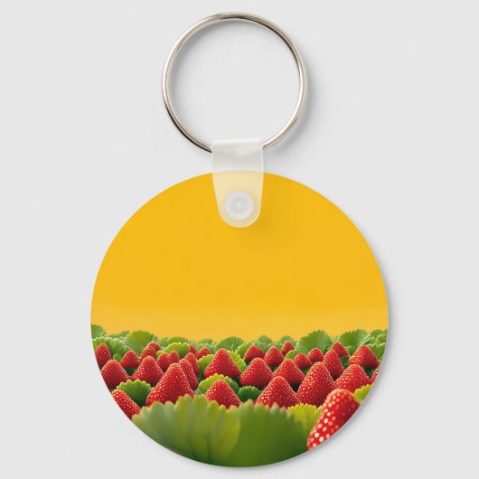 Porte-clés Champ de Fraises Rouge Vibrant (Recto)