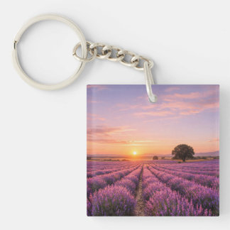 Porte-clés Champ de lavande en fleurs au coucher de soleil do