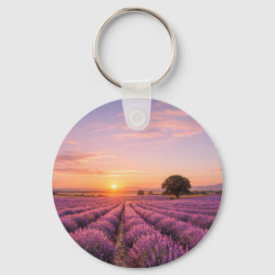 Porte-clés Champ de lavande en fleurs au coucher de soleil do