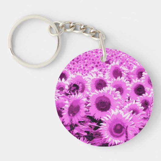 Porte-clés Champ de tournesol - violet, orchidée et violet (Devant)