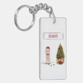 Porte-clés Champagne Cockapoo Drôle chien de Noël avec arbre (Devant gauche)