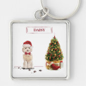 Porte-clés Champagne Cockapoo Drôle de Noël Chien avec Arbre (Devant)