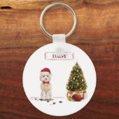 Porte-clés Champagne Cockapoo Funny Christmas Dog with Tree (Recto)