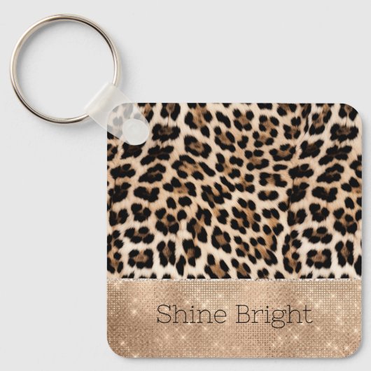 Porte-clés Champagne Glitz Crème Leopard (Recto)