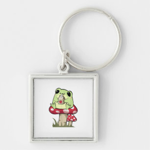Porte-clés Champignon Grenouille Goblincore Mycologie Style C