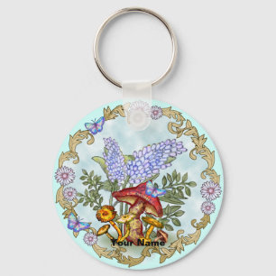 Porte-clés Champignon Papillon