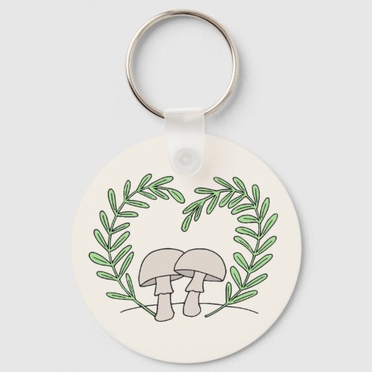 Porte-clés Champignons avec Feuilles de fougère (Recto)
