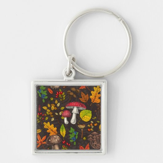 Porte-clés Champignons d'automne, feuilles, noix et baies sur (Devant)