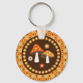 Porte-clés Champignons et fleurs doux rétro (Recto)