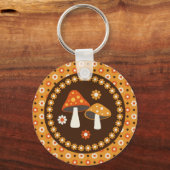 Porte-clés Champignons et fleurs doux rétro (Recto)