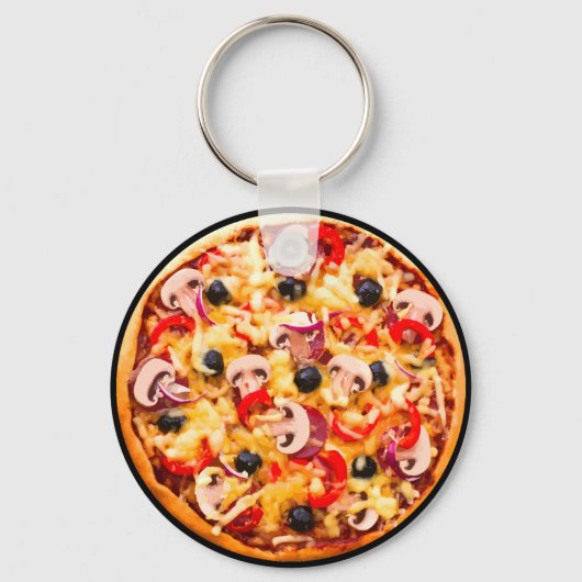 Porte-clés Champignons frais Topping Thème Pizza (Recto)