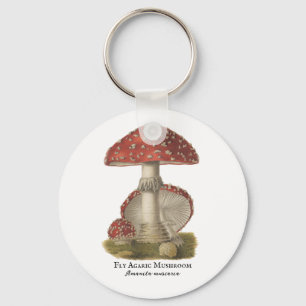 Porte-clés Champignons Rouge Magie Vintage Impression