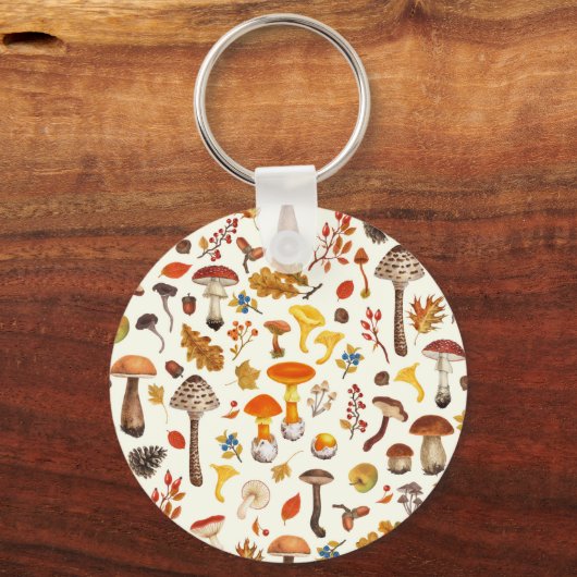 Porte-clés Champignons sauvages sur blanc (Verso)