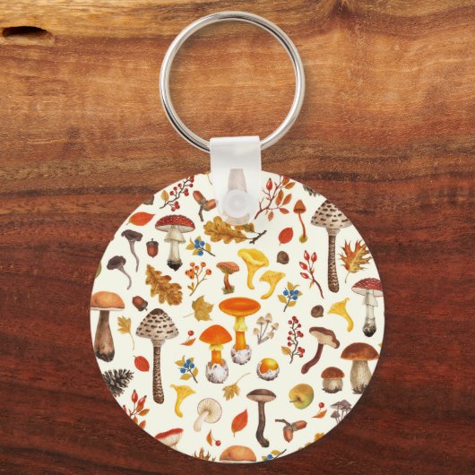 Porte-clés Champignons sauvages sur blanc (Recto)