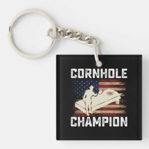 Porte-clés Champion de Cornhole Drapeau Américain USA 4 Juill