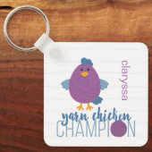 Porte-clés Champion de poule pourpre et bleu (Recto)