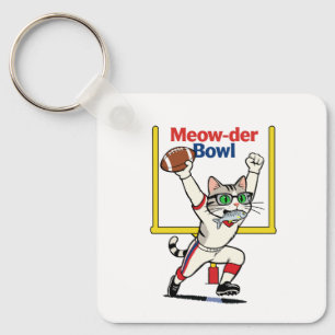 Porte-clés Champion du Meow-der Bowl Chat de football américa