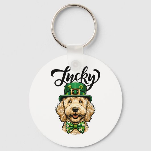 Porte-clés Chanceux chien Goldendoodle Saint-Patrick Enfants (Recto)