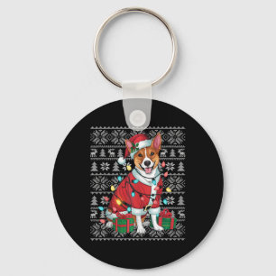 Porte-clés Chandail de Noël Chauffant Père Noël Basenji Chien
