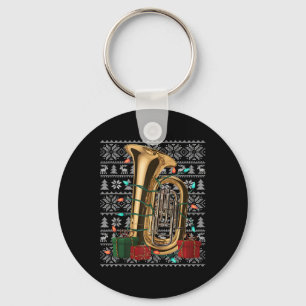 Porte-clés Chandail de Noël Style musical moche Tuba Noël