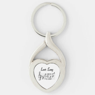 Porte-clés Chanson d'amour Notes d'oiseau Art Noir Blanc