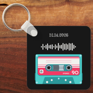 Porte-clés Chanson personnalisée QR Code Message Cassette rét